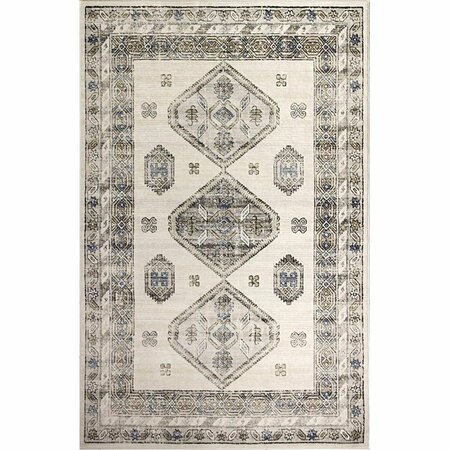 BASHIAN 7 ft. 6 in. x 9 ft. 6 in. Sierra Collection Transitional Polpropylene Power Loom Area Rug, Ivory S231-IV-76X96-SE1003